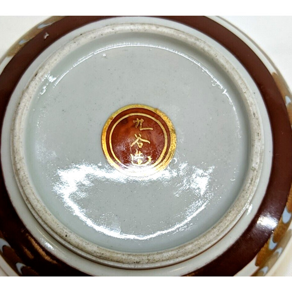 Japanese Kutani Lidded Rice Bowl Vintage Porcelain Seven Lucky Gods - Picture 3 of 7